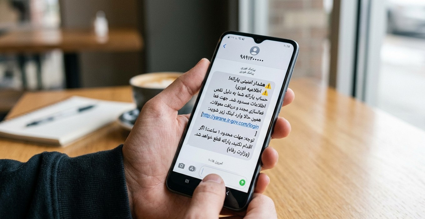 نمونه پیامک اسمیشینگ - کمین‌گاه